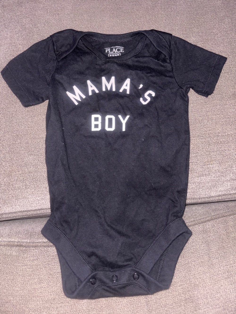 The Children's Place Black 'Mama's Boy' Short Sleeve One-Piece